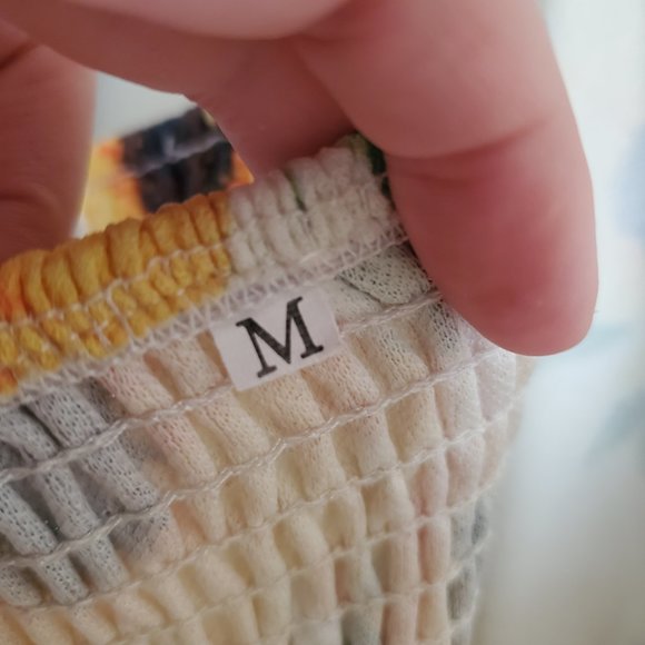 Sundress Sunflower Print Button Up Summer A Line Cami Dress - Picture 5 of 5